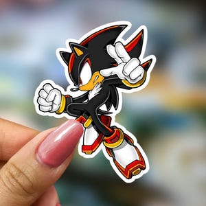 Adesivo Shadow the Hedgehog, decalcomania in vinile Sega, fan art, regalo per giocatori, universo oscuro di Sonic, borraccia per laptop, estetica da gioco cool e audace.