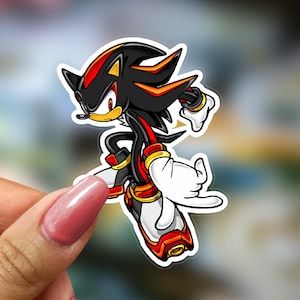Adesivo Shadow the Hedgehog, decalcomania in vinile Sega, fan art, regalo per giocatori, universo oscuro di Sonic, borraccia per laptop, estetica da gioco cool e audace.