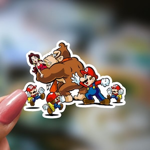 Classic Donkey Kong Sticker Retro Arcade Vinyl Decal 80s Pixel Fan Art Gift for Him Gamer Aesthetic Laptop Water Bottle Coin-Op Style