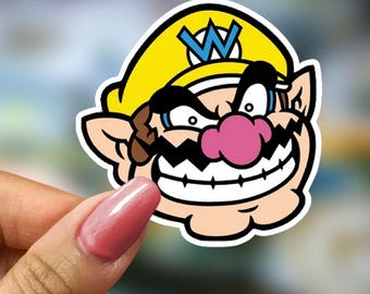 Wario Sticker Nintendo Fan Art Vinyl Decal Retro Gamer Gift for Him Funny Video Game Villain Laptop Water Bottle Classic Gaming