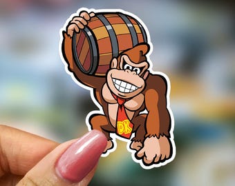 Donkey Kong | Classic Arcade Vinyl Sticker, Decal, Laptop Sticker, Water Bottle Sticker, Free Shipping, Binder Sticker, Lunch Box Sticker