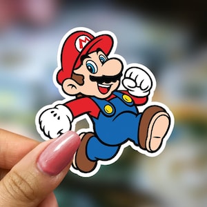 Super Mario Bros Aufkleber Retro Nintendo Vinyl Aufkleber Klassisches Videospiel Fan Art Geschenk für Gamer Laptop Wasserflasche Mushroom Kingdom