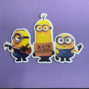 Pegatina de Minions haciendo el tonto / Mi villano favorito, pegatina de Minion, pegatina para portátil, pegatina para botella de agua, envío gratis, pegatina para iPad, carpeta