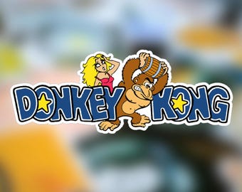 Classic Donkey Kong Sticker Retro Arcade Vinyl Decal 80s Pixel Fan Art Gift for Him Gamer Aesthetic Laptop Water Bottle Coin-Op Style