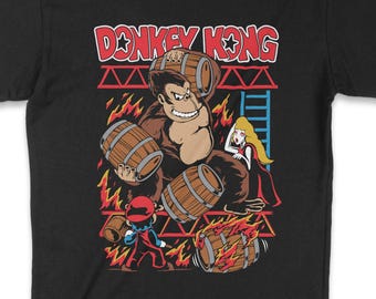 Donkey Kong T-Shirt Classic Arcade Game Tee 8-Bit Nintendo Retro Shirt Barrel Smash Vintage Gamer Gift Graphic 80s Gaming T-Shirt