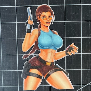 Sexy Lara Croft Sticker | Lara Croft Decal | Vinyl Printed Decal | Tumbler Sticker | Water Bottle Decal | Gift idea | Waterproof Sticker