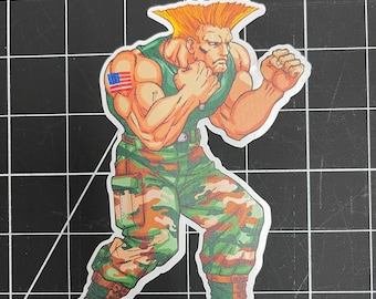 Guile | Street Fighter Vinyl Sticker, Decal, Laptop Sticker, Water Bottle Sticker, Free Shipping, Car Sticker,  Lunch Box Sticker, Arcade