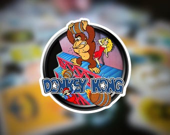Classic Donkey Kong Sticker Retro Arcade Vinyl Decal 80s Pixel Fan Art Gift for Him Gamer Aesthetic Laptop Water Bottle Coin-Op Style