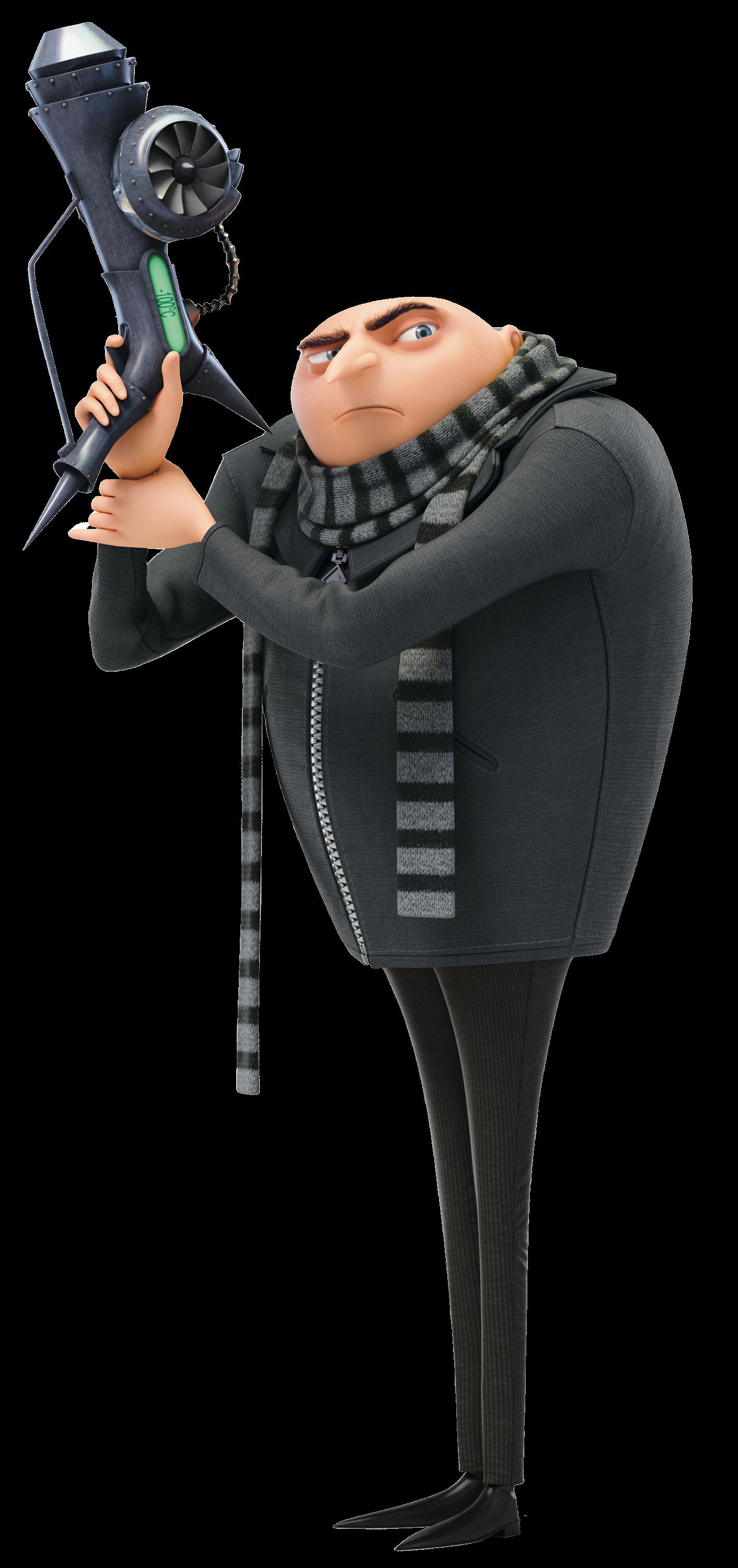 GO TO BED - [[image description: A close up shot of Felonious Gru from the  Despicable Me/Minions series. He is pointing a gun at the viewer. The  caption reads GO TO BED?