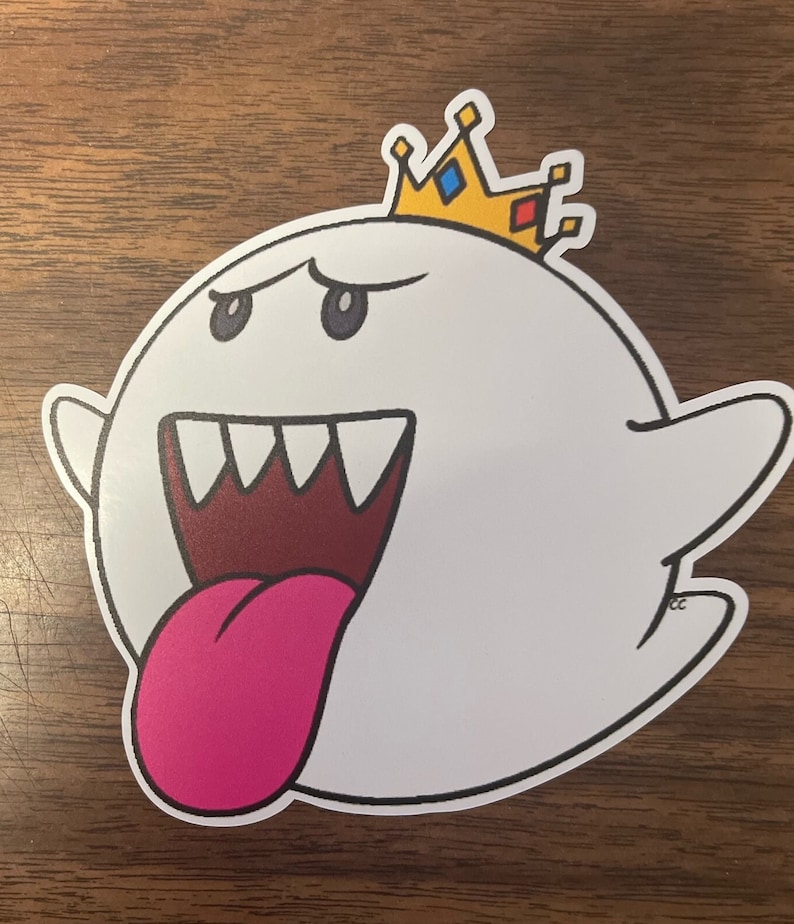 King Boo Super Mario Bros Sticker, Decal, Laptop Sticker, Water Bottle Sticker, Free Shipping, iPad Sticker, Binder, Lunch Box, Phone, PC image 1