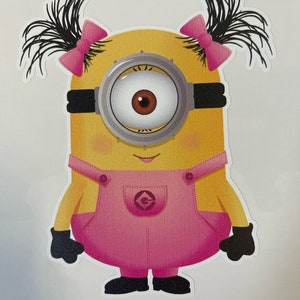 Pink Girl Minion Despicable Me Sticker, Minion Sticker, Laptop Sticker, Water Bottle Sticker, Free Shipping, iPad Sticker, Binder Sticker, image 1