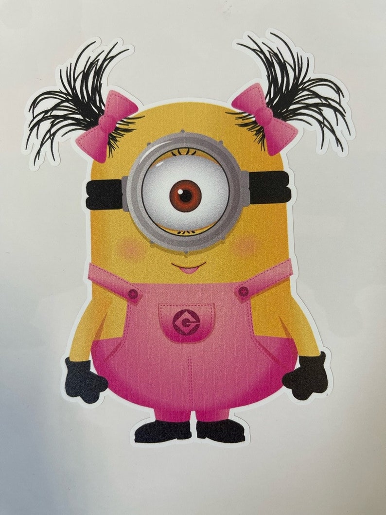 Pink Girl Minion Despicable Me Sticker, Minion Sticker, Laptop Sticker, Water Bottle Sticker, Free Shipping, iPad Sticker, Binder Sticker, imagem 1