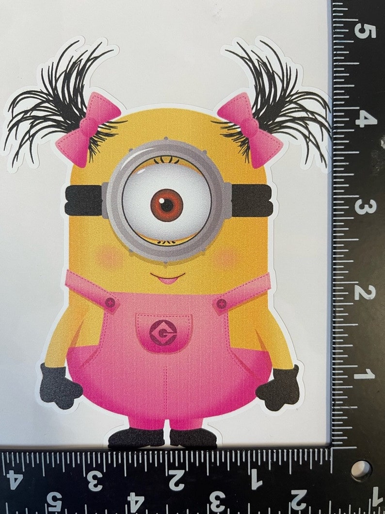 Pink Girl Minion Despicable Me Sticker, Minion Sticker, Laptop Sticker, Water Bottle Sticker, Free Shipping, iPad Sticker, Binder Sticker, image 2