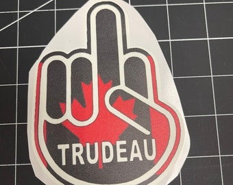 F Trudeau Finger Sticker |  Decal, Car Decal, Car Window Sticker, Car Bumper Sticker, Laptop Sticker, ipad sticker, tablet decal,