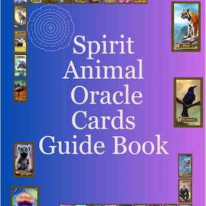 May include: A guide book for a deck of Spirit Animal Oracle Cards. The cover features a colourful, abstract design with a mandala in the centre. The title "Spirit Animal Oracle Cards Guide Book" is written in large, white letters.