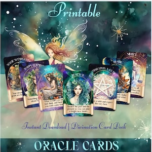 Cartas del Oráculo de la Sabiduría de las Brujas (Mazo Imprimible en PDF) Cartas de Adivinación Mística Brujería y Guía Espiritual