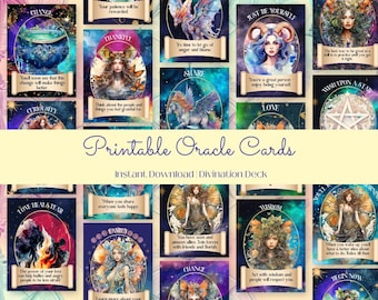 Cartas del Oráculo de la Sabiduría de las Brujas (Mazo Imprimible en PDF) Cartas de Adivinación Mística Brujería y Guía Espiritual