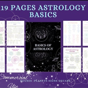Noções básicas de astrologia, aprenda a ler mapas astrais, bebê bruxa PDF uso comercial com link de modelo editável Canva PLR
