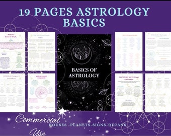Basics of Astrology, Learn How to Read Birth Charts, Baby Witch PDF Commercial Use With Canva editable template link PLR