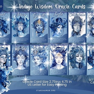 Intuitive Entwicklung Indigo Orakelkarten. Sofort Download