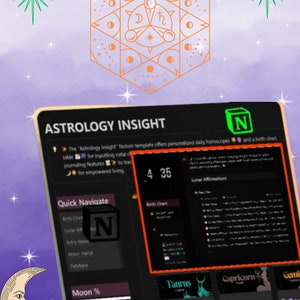 Astrologische Einblicke mit täglichem personalisiertem Horoskop, Notion Template Website