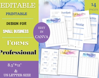 Editable Small business forms, invoices, order forms, inventory Canva