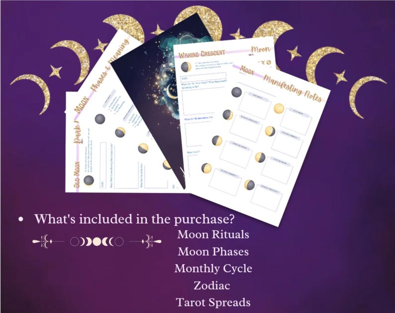 Moon Ritual Template Phases Meanings Tarot Commercial Use or Personal ...