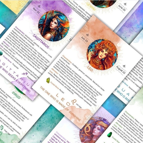 Zodiac Correspondence Grimoire Pages Astrology Girls Flash Cards Learn Astrology Sign Descriptions & Qualities