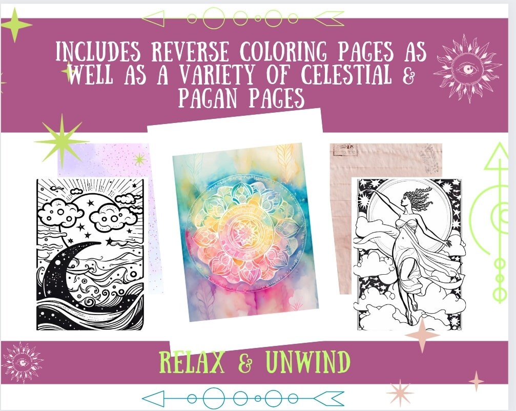 Pagan Adult Coloring Book-witch Aesthetic Pagan &amp; Fantasy - Etsy