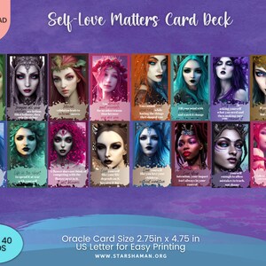 Tarjetas imprimibles del Oráculo del amor propio