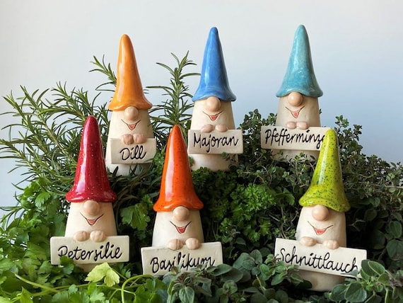 Kräuterstecker Kräuterzwergerl Kräuterstecker Beetstecker Gartendeko Keramik