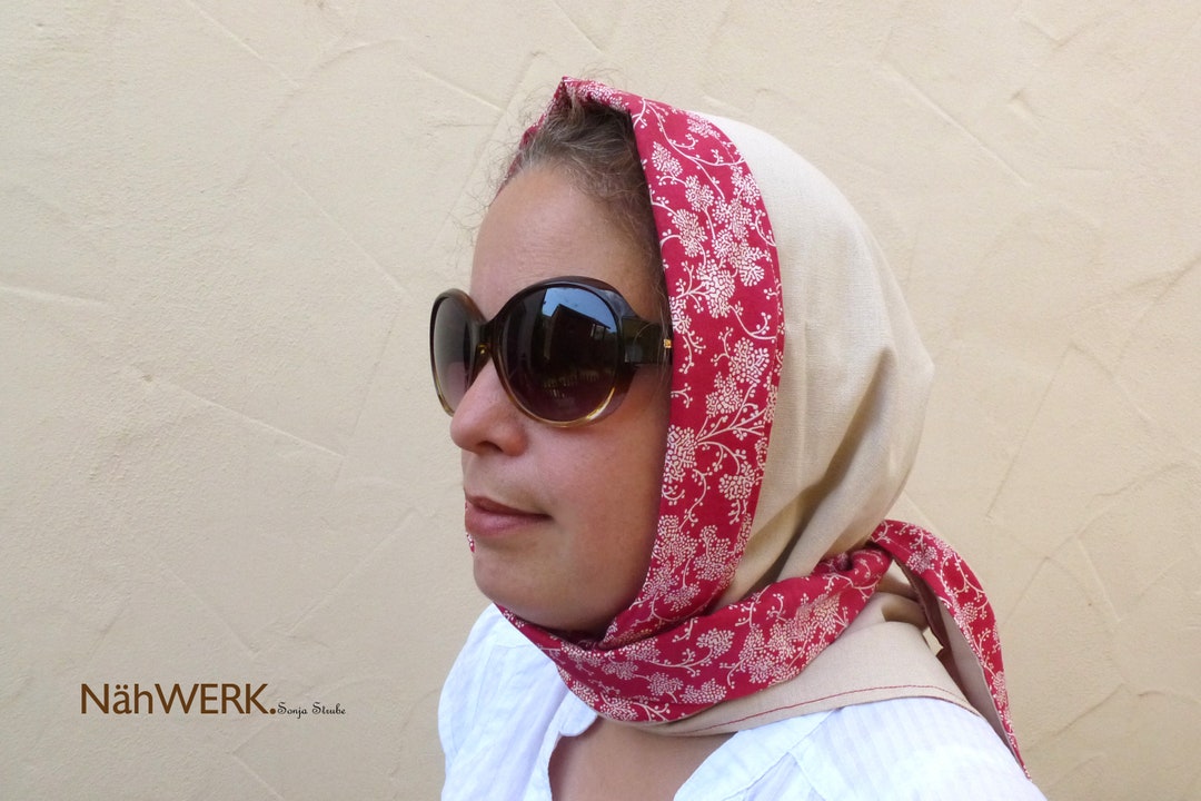 Convertible Scarf, Retro Scarf, Headscarf Made of Linen Viscose and