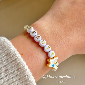 Personalisierte Namen Armband mit Nazar/Evileye Schmetterling Geschenk idee
