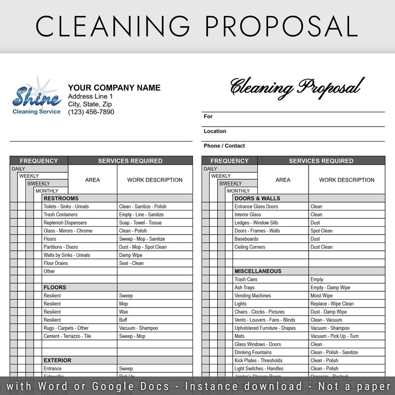 Cleaning Proposal Etsy