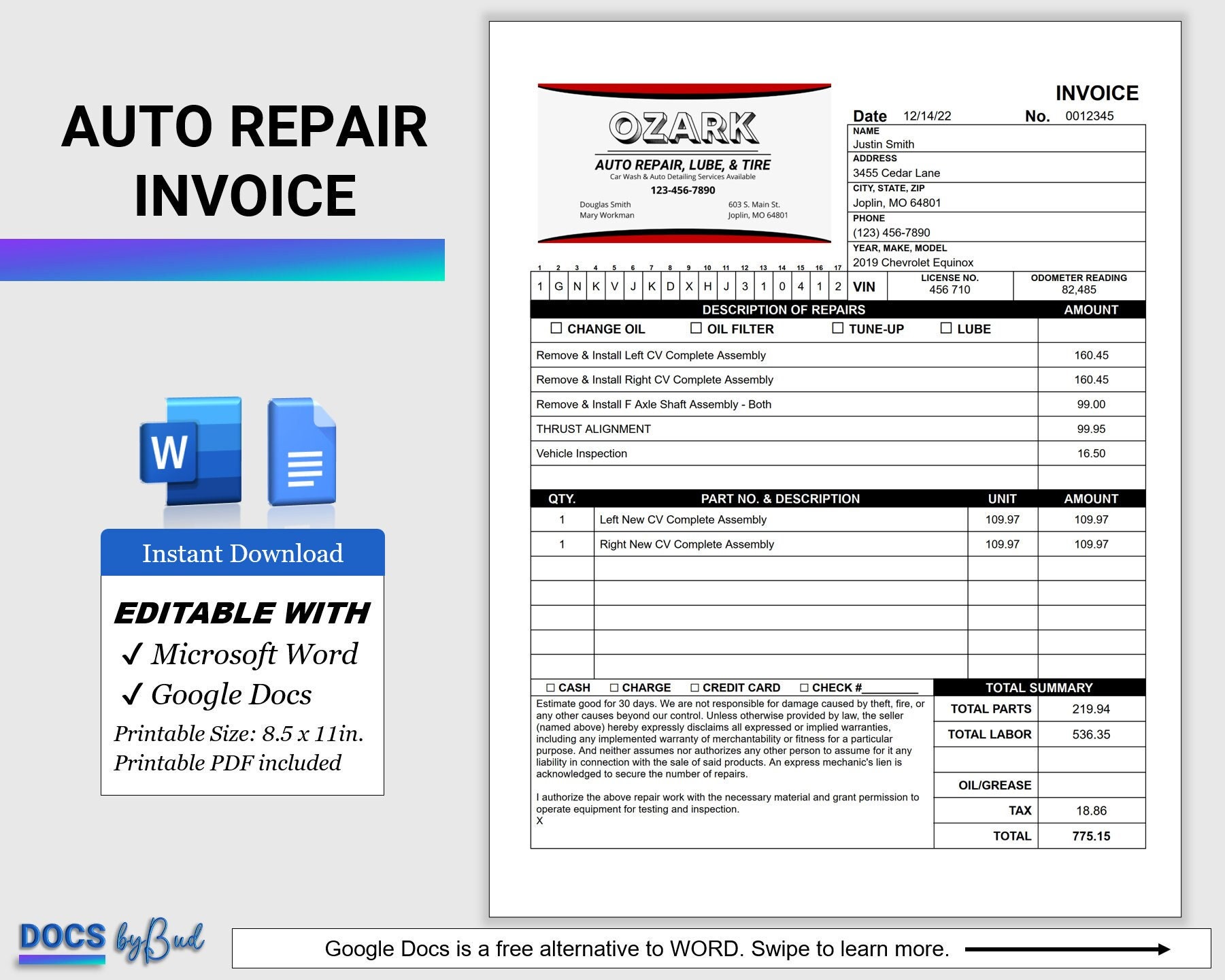 Auto Repair Invoice, Automotive Service Invoice Template, Auto Repair Auto Repair Invoice, Automotive Service Invoice Template, Auto Repair
