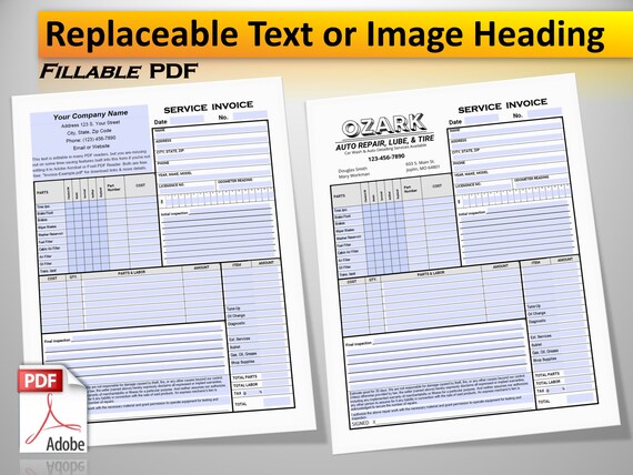 oil change invoice automotive service invoice template auto etsy