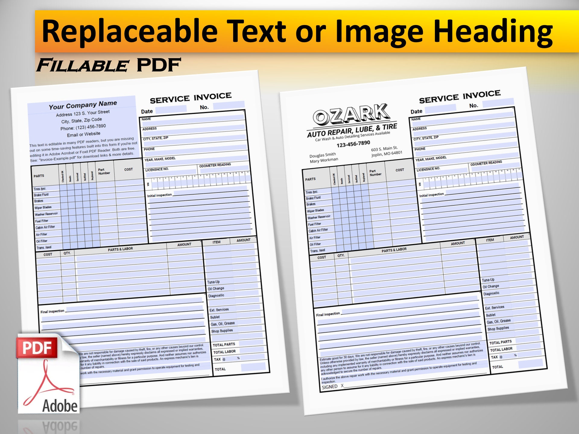 oil change invoice automotive service invoice template auto etsy