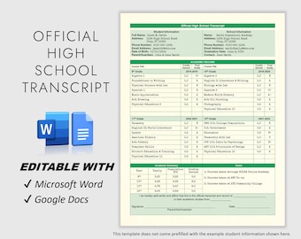 Fillable Printable High School Transcript Template, Homeschool ...