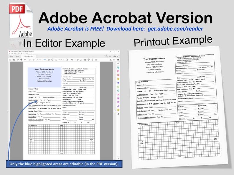 Gutter Estimate Rain Gutter Installation Quote Grid Drawing Etsy