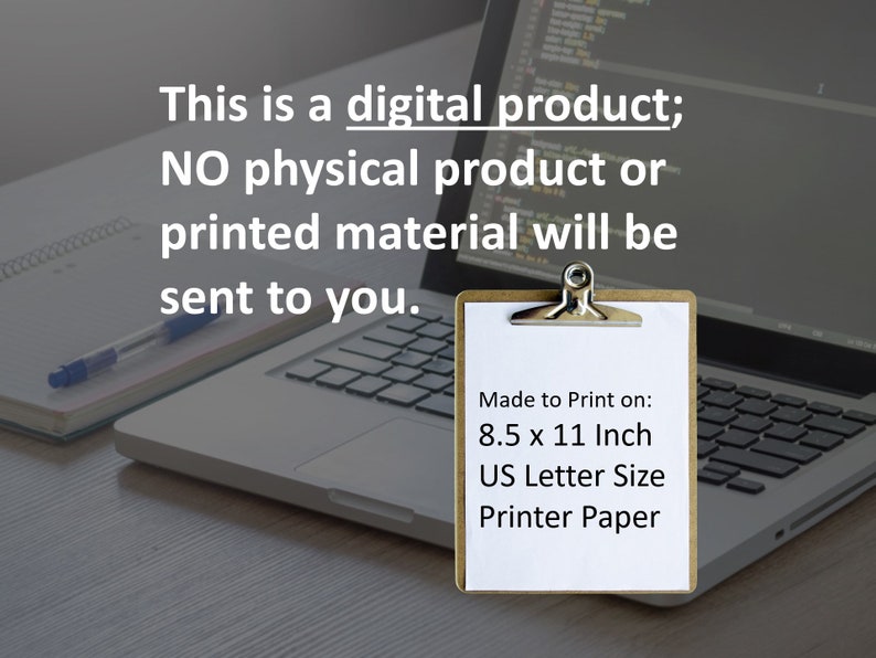 Puede incluir: Un portapapeles blanco con un clip negro, sentado en una computadora port&aacute;til. El portapapeles tiene el texto "Made to Print on: 8.5 x 11 Inch US Letter Size Printer Paper".