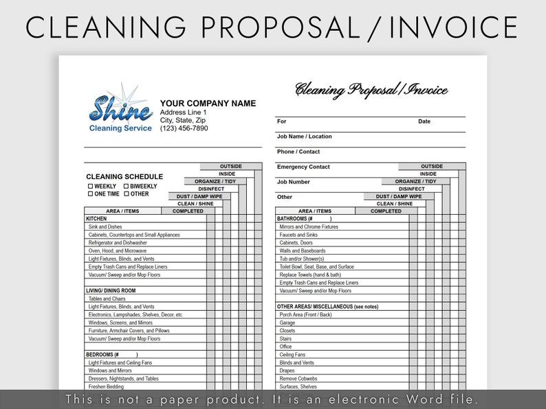 Residential Cleaning Proposal / Invoice for House Cleaning Business