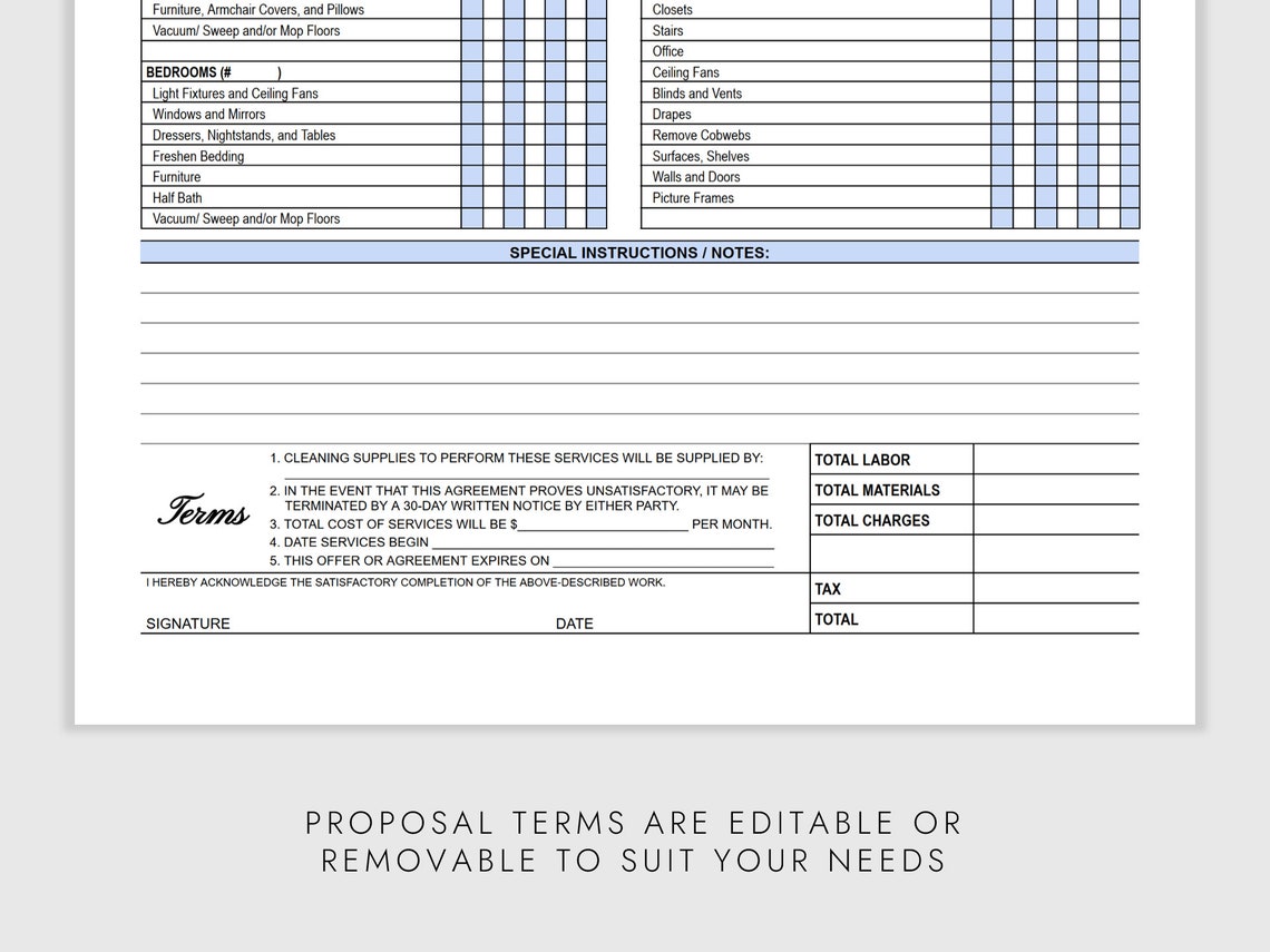 Residential Cleaning Proposal / Invoice for House Cleaning Business