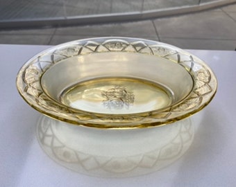 Yellow Depression Glass Federal Glass Rosemary Amber Large Serving Bowl