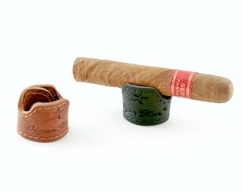 Full Grain Leather Cigar Rest Stand Cigar Star