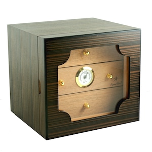 Unique Cigar Humidor Executive Edge Ebony 3.0 Three Drawers 2 Crystal humidifiers