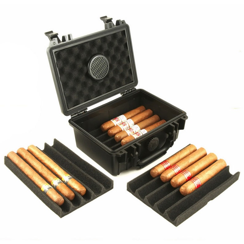 15 Cigar Travel Humidor With Foam Inserts and Humidifier, Airtight