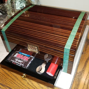 Herb Humidor / Stash Box  with 3 Bud Coffins and pull out Storage Drawer Boveda packs