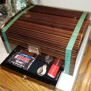 Herb Humidor / Stash Box  with 3 Bud Coffins and pull out Storage Drawer Boveda packs