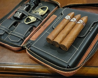 The Frontier Aficionados Luxury Full-Grain Leather Cigar Case
