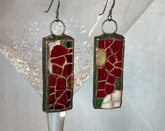 Glass on Glass Mosaic Flower Earrings - Ready to ship